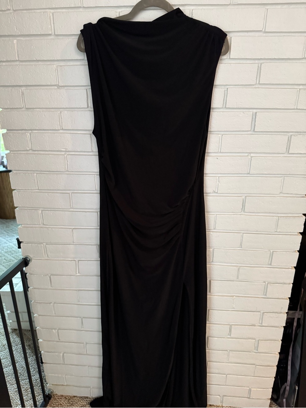 Club L London Black Sleeveless Draped Maxi Gown